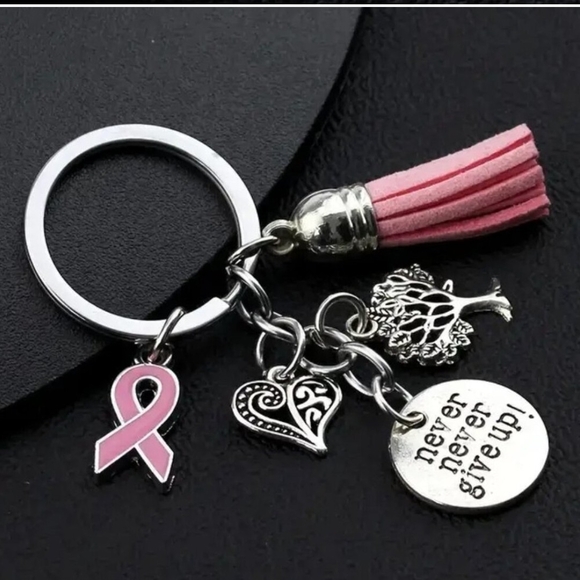 Silver and Pink Charm Keychain - Picture 4 of 5